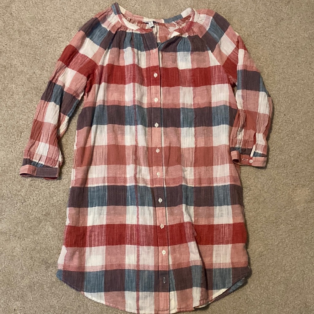 Lucky Brand Plaid Button-Up Dress